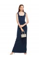 Low Back Dark Navy Stretch Crepe Scoop Neck Long Sleeveless Formal Evening Gown / Prom Dress / Bridesmaid Dress Southampton