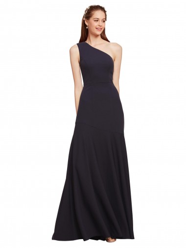 A-Line Stretch Crepe One Shoulder Long Sleeveless Formal Evening Gown / Prom Dress / Bridesmaid Dress Southampton