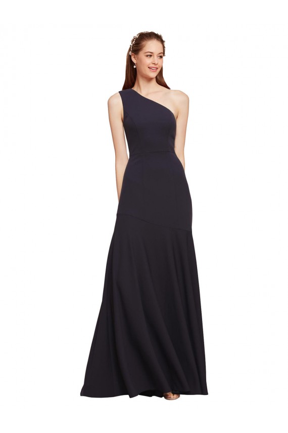 A-Line Stretch Crepe One Shoulder Long Sleeveless Formal Evening Gown / Prom Dress / Bridesmaid Dress Southampton