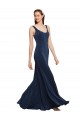 Low Back Stretch Crepe Round Neck Long Sleeveless Prom Dress / Bridesmaid Dress Southampton
