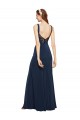 Low Back Stretch Crepe Round Neck Long Sleeveless Prom Dress / Bridesmaid Dress Southampton