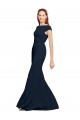 Open Back Stretch Crepe Boat Neck Long Sleeveless Formal Evening Gown / Prom Dress / Bridesmaid Dress Southampton