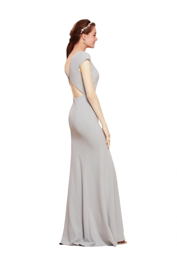 Open Back Stretch Crepe Boat Neck Long Sleeveless Formal Evening Gown / Prom Dress / Bridesmaid Dress Southampton