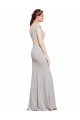 Open Back Stretch Crepe Boat Neck Long Sleeveless Formal Evening Gown / Prom Dress / Bridesmaid Dress Southampton