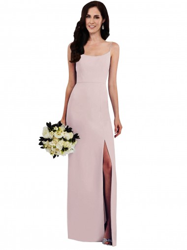 V-Back Stretch Crepe Spaghetti Straps Long Sleeveless Formal Evening Gown / Prom Dress / Bridesmaid Dress Southampton