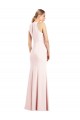 Keyhole Back Pink Stretch Crepe V-Neck Long Sleeveless Semi Formal Evening Dress / Prom Dress / Bridesmaid Dress Southampton