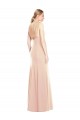 Open Back Nude Stretch Crepe Bateau Neck Long Sleeveless Semi Formal Evening Dress / Prom Dress / Bridesmaid Dress Southampton