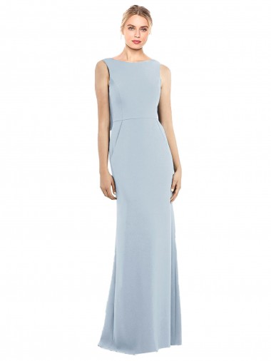 Backless Stretch Crepe Bateau Neck Long Sleeveless Semi Formal Evening Dress / Prom Dress / Bridesmaid Dress Southampton