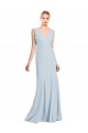 Low Back Stretch Crepe V-Neck Long Sleeveless Bridesmaid Dress / Formal Dress Southampton