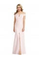 Pink Stretch Crepe Off the Shoulder Long Sleeveless Bridesmaid Dress / Evening Dress Southampton
