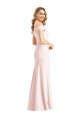 Pink Stretch Crepe Off the Shoulder Long Sleeveless Bridesmaid Dress / Evening Dress Southampton