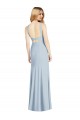Open Back Light Sky Blue Stretch Crepe Halter Neck Long Sleeveless Formal Evening Gown / Bridesmaid Dress Southampton
