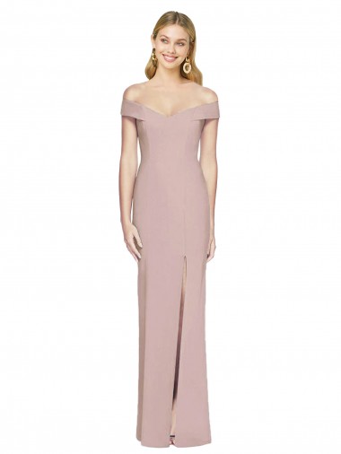 Open Back Stretch Crepe Off the Shoulder Long Sleeveless Semi Formal Evening Dress / Prom Dress / Bridesmaid Dress Southampton