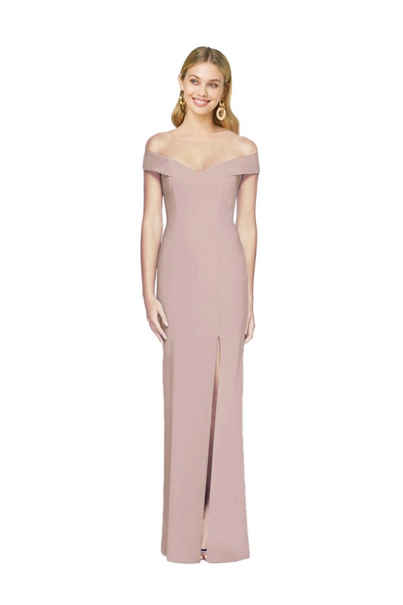 Open Back Stretch Crepe Off the Shoulder Long Sleeveless Semi Formal Evening Dress / Prom Dress / Bridesmaid Dress Southampton