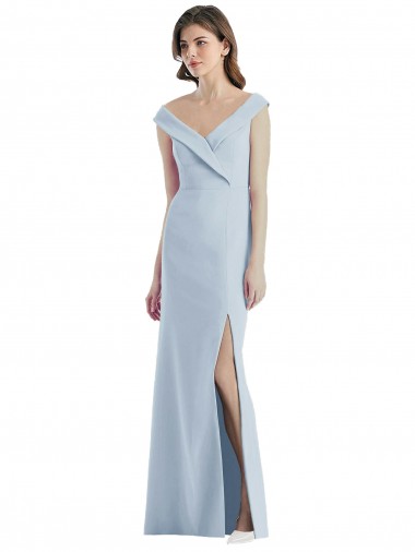 Stretch Crepe Off the Shoulder Long Sleeveless Black Tie Evening Gown / Bridesmaid Dress Southampton