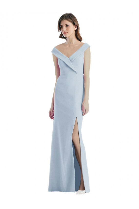 Stretch Crepe Off the Shoulder Long Sleeveless Black Tie Evening Gown / Bridesmaid Dress Southampton