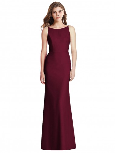 Open Back Stretch Crepe Bateau Neck Long Sleeveless Semi Formal Evening Dress / Bridesmaid Dress Southampton