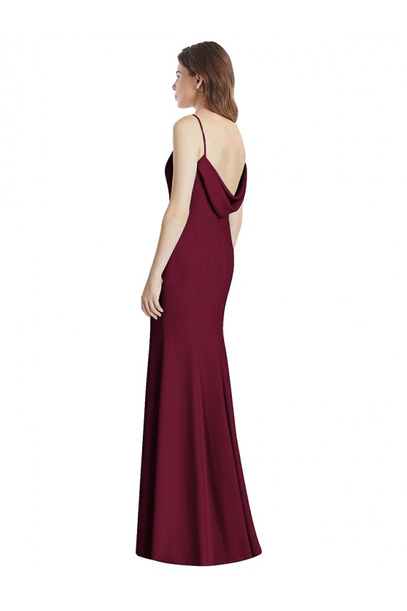 Open Back Stretch Crepe Bateau Neck Long Sleeveless Semi Formal Evening Dress / Bridesmaid Dress Southampton
