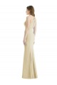 Open Back Champagne Stretch Crepe Bateau Neck Long Sleeveless Semi Formal Evening Dress / Prom Dress / Bridesmaid Dress Southampton