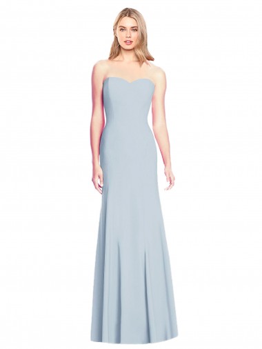 Low Back Light Sky Blue Stretch Crepe Sweetheart Long Sleeveless Formal Dress / Bridesmaid Dress Southampton