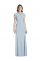 Open Back Light Sky Blue Stretch Crepe Bateau Neck Long Cap Sleeves Formal Dress / Bridesmaid Dress Southampton