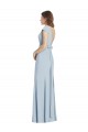 Open Back Light Sky Blue Stretch Crepe Bateau Neck Long Cap Sleeves Formal Dress / Bridesmaid Dress Southampton