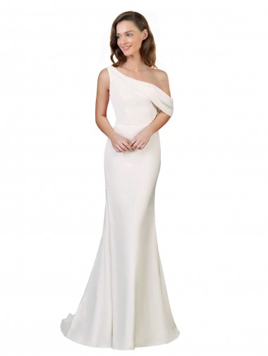 Stretch Crepe One Shoulder Sweep Train Sleeveless Formal Evening Gown / Prom Dress / Bridesmaid Dress Southampton