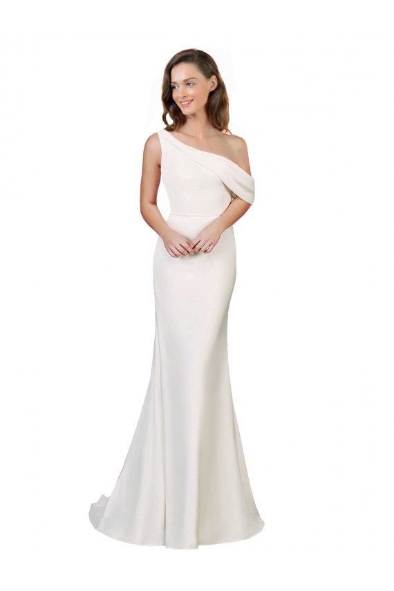Stretch Crepe One Shoulder Sweep Train Sleeveless Formal Evening Gown / Prom Dress / Bridesmaid Dress Southampton