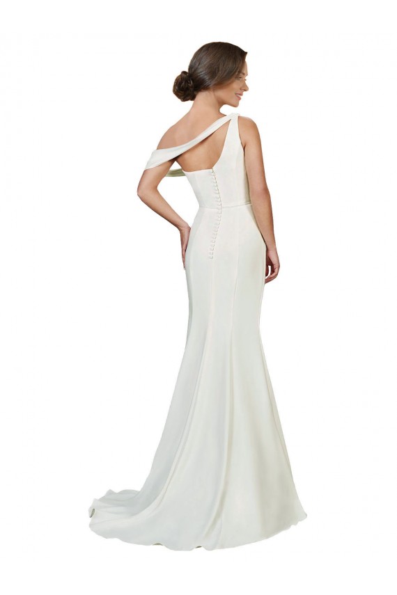 Stretch Crepe One Shoulder Sweep Train Sleeveless Formal Evening Gown / Prom Dress / Bridesmaid Dress Southampton
