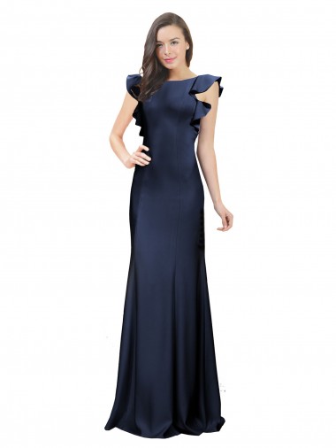 Keyhole Back Stretch Crepe Bateau Neck Long Sleeveless Prom Dress / Bridesmaid Dress Southampton