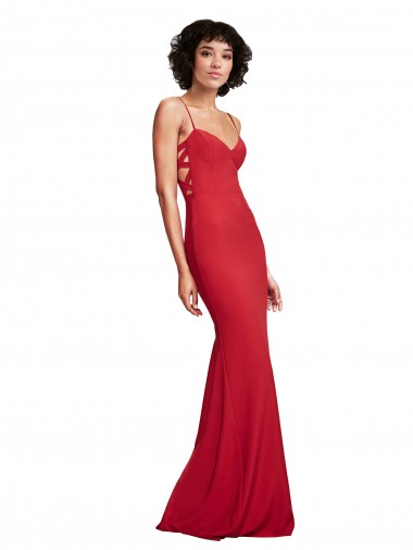 Stretch Crepe Spaghetti Straps Long Sleeveless Bridesmaid Dress / Evening Dress Southampton