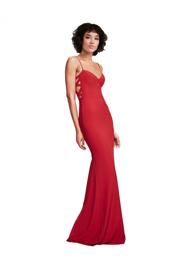 Stretch Crepe Spaghetti Straps Long Sleeveless Bridesmaid Dress / Evening Dress Southampton