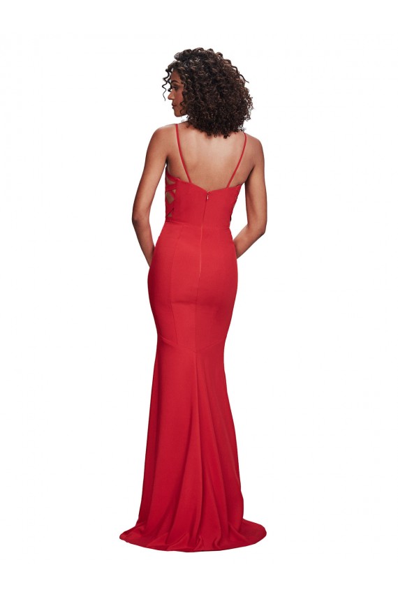 Stretch Crepe Spaghetti Straps Long Sleeveless Bridesmaid Dress / Evening Dress Southampton