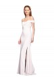 White Stretch Crepe Off the Shoulder Long Sleeveless Formal Dress / Bridesmaid Dress Southampton