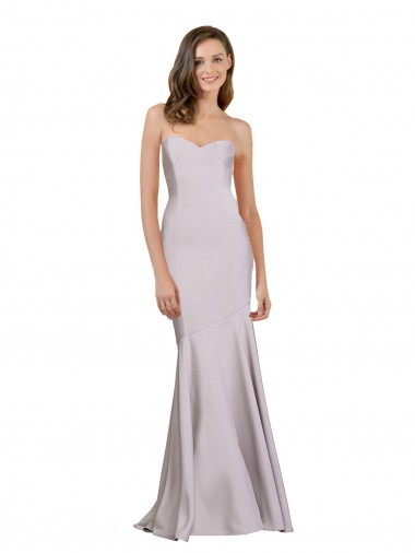 Arctic Lilac Stretch Crepe Strapless Long Sleeveless Prom Dress / Bridesmaid Dress Southampton