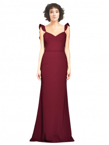 Burgundy Stretch Crepe Strapless Long Sleeveless Prom Dress / Bridesmaid Dress Southampton