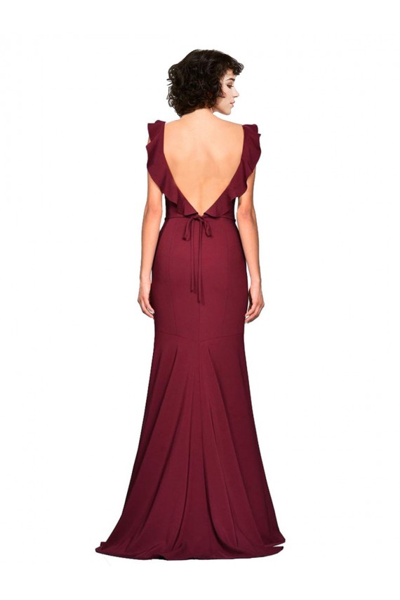 Burgundy Stretch Crepe Strapless Long Sleeveless Prom Dress / Bridesmaid Dress Southampton
