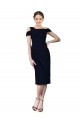 Dark Navy Stretch Crepe Off the Shoulder Cocktail Length Sleeveless Formal Evening Gown / Prom Dress / Bridesmaid Dress Southampton