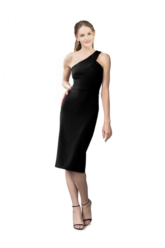 Stretch Crepe One Shoulder Cocktail Length Sleeveless Formal Evening Gown / Prom Dress / Bridesmaid Dress Southampton
