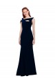 Dark Navy Stretch Crepe Off the Shoulder Long Sleeveless Formal Evening Gown / Prom Dress / Bridesmaid Dress Southampton