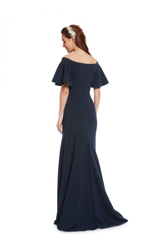 Stretch Crepe Off the Shoulder Short Sleeves Long Bridesmaid Dress / Formal Dress Southampton