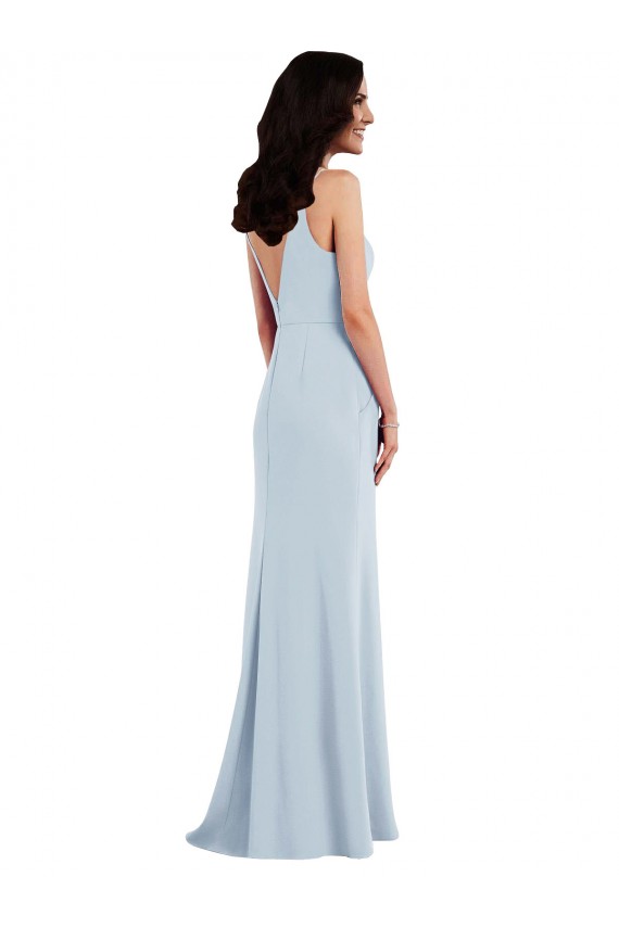 V-Back Stretch Crepe Spaghetti Straps Long Sleeveless Formal Dress / Bridesmaid Dress Southampton