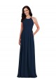 Open Back Dark Navy Stretch Crepe Halter Neck Long Sleeveless Semi Formal Evening Dress / Bridesmaid Dress Southampton