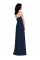 Open Back Dark Navy Stretch Crepe Halter Neck Long Sleeveless Semi Formal Evening Dress / Bridesmaid Dress Southampton