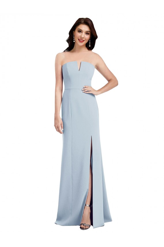 Low Back Stretch Crepe V-Neck Long Sleeveless Bridesmaid Dress / Evening Dress Southampton