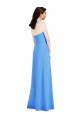 Low Back Peacock Blue Stretch Crepe Strapless Long Sleeveless Semi Formal Evening Dress / Prom Dress / Bridesmaid Dress Southampton