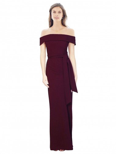 Low Back Mermaid Stretch Crepe Off the Shoulder Long Sleeveless Formal Evening Gown / Prom Dress / Bridesmaid Dress Southampton