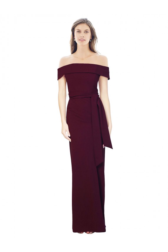 Low Back Mermaid Stretch Crepe Off the Shoulder Long Sleeveless Formal Evening Gown / Prom Dress / Bridesmaid Dress Southampton