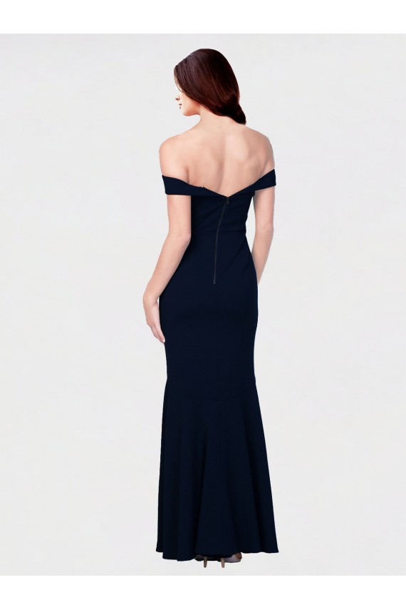 Low Back Stretch Crepe Off the Shoulder Long Sleeveless Formal Dress / Bridesmaid Dress Southampton