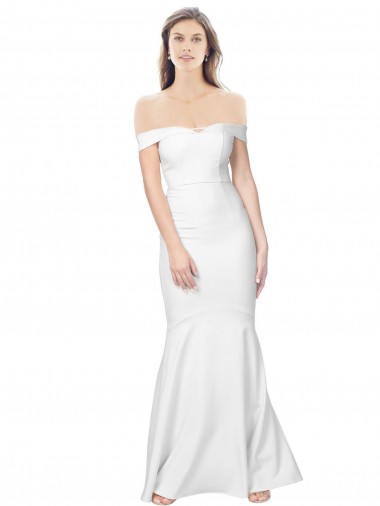 Low Back Stretch Crepe Off the Shoulder Long Sleeveless Formal Dress / Bridesmaid Dress Southampton